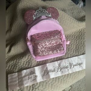 2025 Bibbidi Bobbidi Boutique Pink Sequin Backpack and Sash